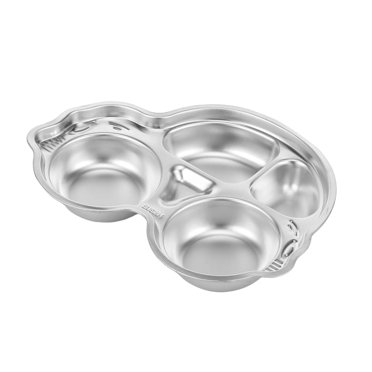 Tel Qu'illustré Plateau pour Enfants en Acier Inoxydable 304 Compartimenté, Plateau de Repas Sectionné, Non Toxique, pour Bébé et Tout-Petit, Sans Bpa, Nettoyage Facile, Vaisselle #3I310