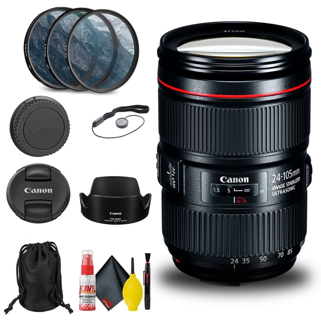 Canon EF 24-105mm F/4L IS II USM Lens (1380C002) + Filter + Cap Keeper + More(International Model)