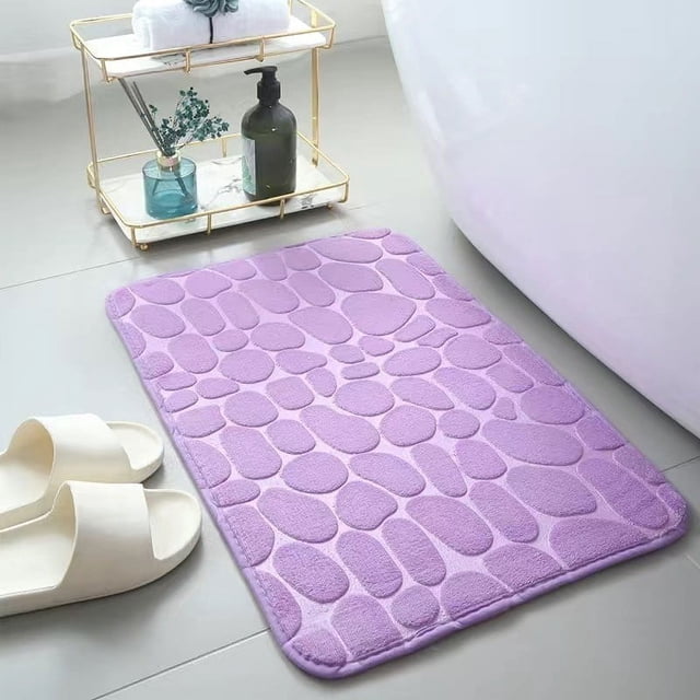 pstuiky Non-Slip Foam Bath Mat Set 40X50Cm U-Shape Toilet Mat + 40X60Cm Bath Rug Soft Absorbent Thick Coral Fleece Machine Washable