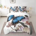 thumbnail image 2 of Blue Butterfly Full Comforter Set,7 Pieces Soft Microfiber Rural Pastoral Style Butterflies Comforters with Fitted Sheet,Flat Sheet- Rustic Aesthetic Animal Bedding Sets, 2 of 5