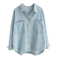 thumbnail image 1 of MeetoTime Veste en Jean Surdimensionnée pour Femmes Automne Décontractée à Manches Longues Boutonnée Veste en Denim avec Poches, 1 of 7