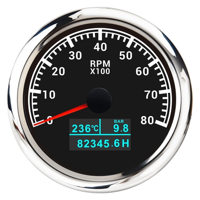 3 in 1 Tachometer Gauge 8000/ 6000/ 4000 RPM 85mm Waterproof Tacho Meter LED Water Temp Oil Pressure Hour Meter For Boat Car ,Wide Applicability