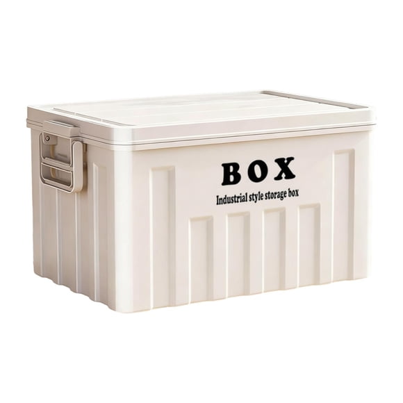 Siruishop Lidded Storage Bin Heavy Duty Storage Box with Lid for Grocery Tools Clothes White