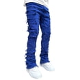 thumbnail image 3 of Fortune Men's Straight Leg Jeans Stacked Denim Jeans Ripped Distressed Destroyed Biker Jean Washed Denim Pants Streetwear Clothes, 3 of 7