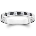 thumbnail image 1 of Bague pour Femme en Or Blanc 10k avec Serti en Canal et Diamants Noirs et Blancs Traités 1/3 Ct, 1 of 2