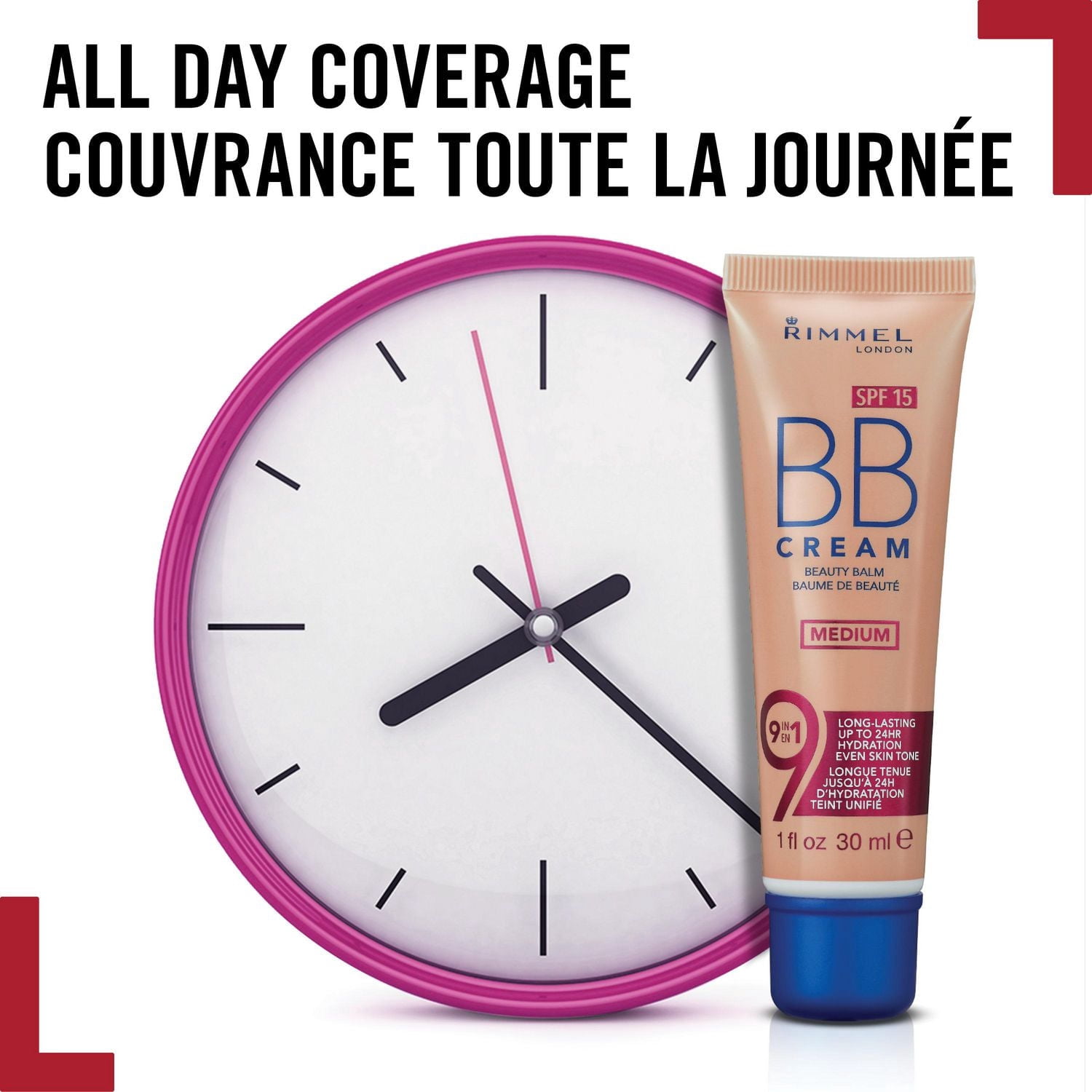 Rimmel BB Crème, 9 en 1 : apprête, hydrate, minimise les pores, dissimule, matifie, éclaircit, légère et facile à estomper, 100% sans cruauté
