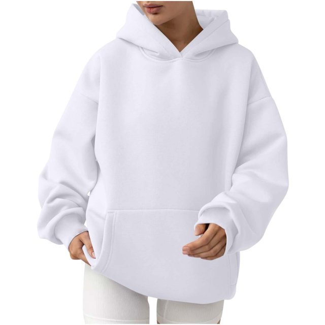 MeetoTime Women's Oversized Sweatshirt Fall Lightweight Long Sleeve Hoodie Fleece Pocket Pullover Tops