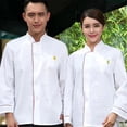 thumbnail image 4 of relayinert White Unisex Chef Coat Uniform Made With Polyester Comfortable To Wear Unisex Chef Jacket white（long sleeve） 4XL, 4 of 6