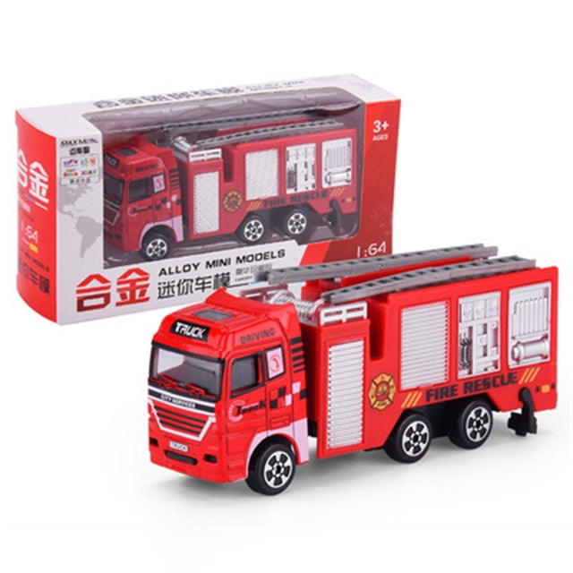 Die-cast Alloy Fire Truck Toys Set, Simulation Fire Fighting Sandbox Game , Rescue Cars, Tower , Gift For 3+