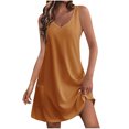 thumbnail image 1 of Timegard Robes pour Femmes Col en V Été Décontracté Robes T-Shirt Sortie de Plage Robe Débardeur avec Poches, 1 of 5