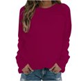 thumbnail image 1 of Pisexur Chandails en Molleton pour Femmes Couleur Unie Col Rond Chandail en Molleton Manches Longues Chandail Basique Chandails en Molleton Décontractés Amples Surdimensionnés pour Femmes Chandails en Molleton d'Automne, 1 of 4