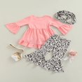 thumbnail image 3 of MesaSe Toddler Baby Girls Spring Princess Flare Pants Set O-Neck Ruffles Tops + Bell Bottom Pants Headband, 3 of 6