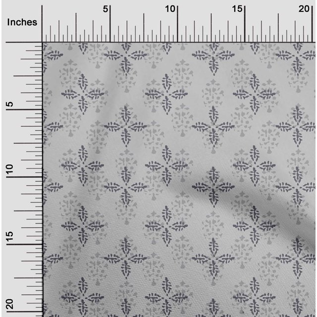 oneOone Silk Tabby Fabric Floral Block Print Fabric By The Yard 42 Inch Wide
