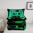 thumbnail image 4 of Green Gaming Kids Queen Comforter Set - Gamer Comforter Boys Queen Size Bedding Set, Neon Lights Abstract Geometry Design Gamer Room Decor, 4 of 5