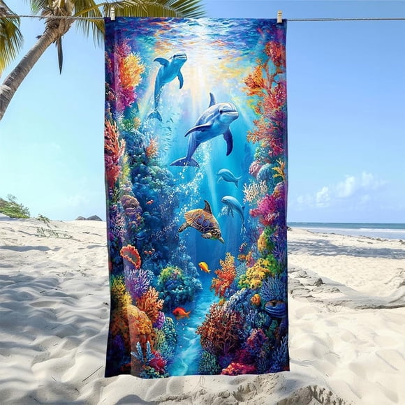 Tyidzon Beach Towel, Blue Turtle Oversized Soft Beach Towels, Quick-Dry Lightweight Beach Blanket for Pool Cruise Vacation Essentials, 30x59"