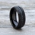 thumbnail image 3 of Men Tungsten Black Wedding Band Hammered Eternity Ring CZ Comfort-Fit 8MM, 3 of 4