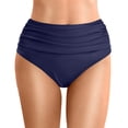 thumbnail image 1 of FYEGRE Women's High Waisted Bikini Bottom Tummy Control Ruched Bathing Suit Swim Bottom Dark Blue L, 1 of 5