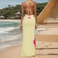 thumbnail image 3 of Maillot de Bain 2 Pcs pour Femme à Fleurs, Bikini Triangle à Ficelles à Dos Nu avec Jupe Moulante de Plage, par-Dessus, 3 of 5