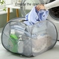 thumbnail image 4 of Mesh Laundry Hamper, Wide Opening With Side Pocket, Breathable Sturdy Foldable Space Saving, For Laundry Clothes Storage, Portable Travel Companion, Easy To Store, 4 of 9
