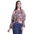 thumbnail image 3 of Moomaya Cold Shoulder Tops Shirts For Women Button Down Long Ruffle Sleeve Top, 3 of 4