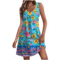 thumbnail image 2 of Ovzne Robes d'Été pour Femmes 2025 Robe Mode d'Été pour Femmes avec Poche Imprimée Sans Manches Col en V Robe de Printemps Imprimée Liquidation, 2 of 5