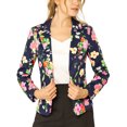 thumbnail image 2 of INSPIRE CHIC Women's Fitted Blazer Notch Lapel Printed Open Front Work Suit Jacket S Navy Blue-Floral, 2 of 8