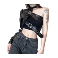 thumbnail image 3 of Faithtur Femmes Style Punk Hauts Courts Cool Manches Longues Simples Cintre de Cou, 3 of 9