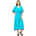thumbnail image 3 of Bimba Robe Kaftan Longue en Rayonne pour Femme avec Pompon, Designer Chic, Maxi Caftan, 3 of 9