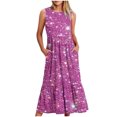 thumbnail image 1 of Meichang Robes d'Été Sans Manches pour Femmes Tendance à Imprimé Pailleté Robes à Étages Coupe Ample Col Ras du Cou Robes Midi Décontractées d'Été pour le Travail avec Poches Robes d'Été, 1 of 4