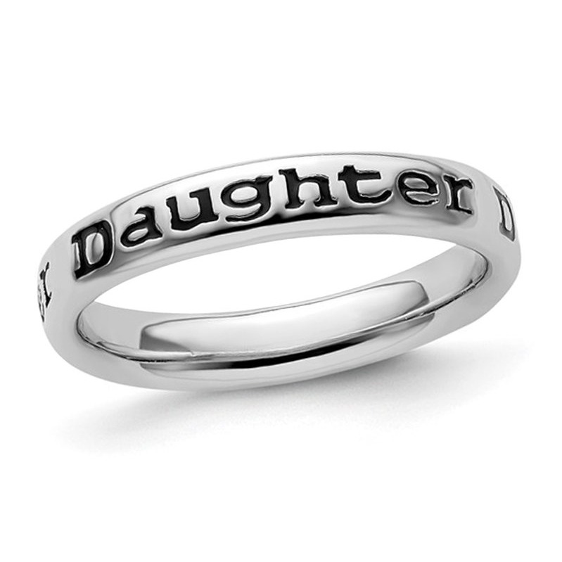 Bague Anneau Fille en Argent Sterling Émaillée Noire