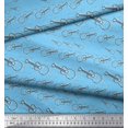 thumbnail image 3 of Soimoi Blue Velvet Fabric Sketch Guitar Musical Instrument Printed Craft Fabric by the Yard 58 Inch Wide, 3 of 3