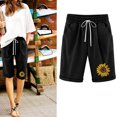 thumbnail image 2 of VEKDONE Cheap Stuff Plus Size Shorts for Women Comfort Linen Cotton Trousers Printed Plus Size Drawstring Wide Leg Short Pant With Pockets, 2 of 3