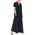 thumbnail image 2 of Jusqu'à 65 % de Réduction! Robes de Mode Été pour Femmes 2024 Grande Taille Décontractée Aguichant Col Rond Uni et Manches Courtes Robe à Boutons, 2 of 6