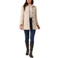 thumbnail image 2 of Unique Bargains Manteau d'Hiver pour Femmes Mi-Long Décontracté Col Cranté Simple Boutonnage Beige L, 2 of 5