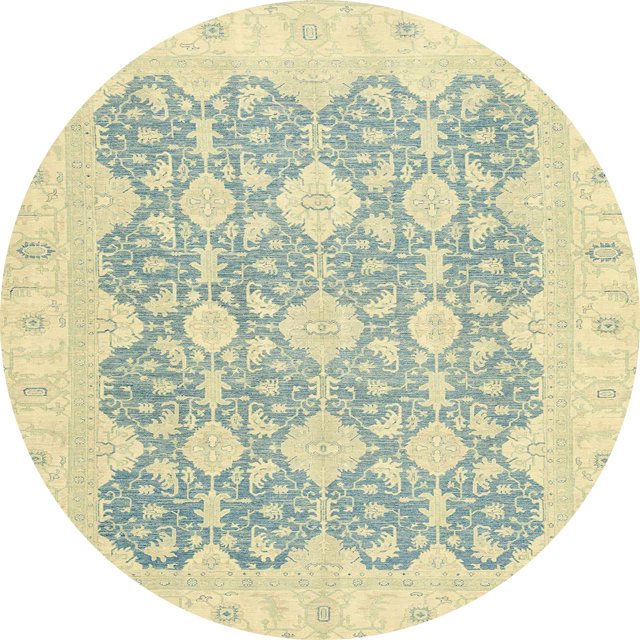 Ahgly Company Indoor Round Abstract Sage Green Oriental Area Rugs, 3' Round