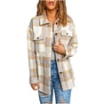 thumbnail image 1 of Yuyuzo Plaid Flannel Shirts for Women Oversized Long Sleeve Shacket Jacket Button down Blouse Tops, 1 of 7