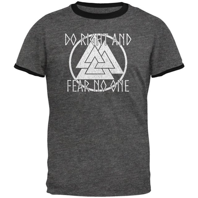 Do Right Fear No One Valknut Viking Odin Mens Ringer T Shirt