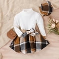 thumbnail image 2 of Penkiiy Ensemble Jupe Plissée 3 Pcs pour Tout-Petites Filles Tenue d'Automne Hiver pour Filles Robe Douillette Ensemble de Vêtements avec Béret 3-4 Ans Blanc, 2 of 9