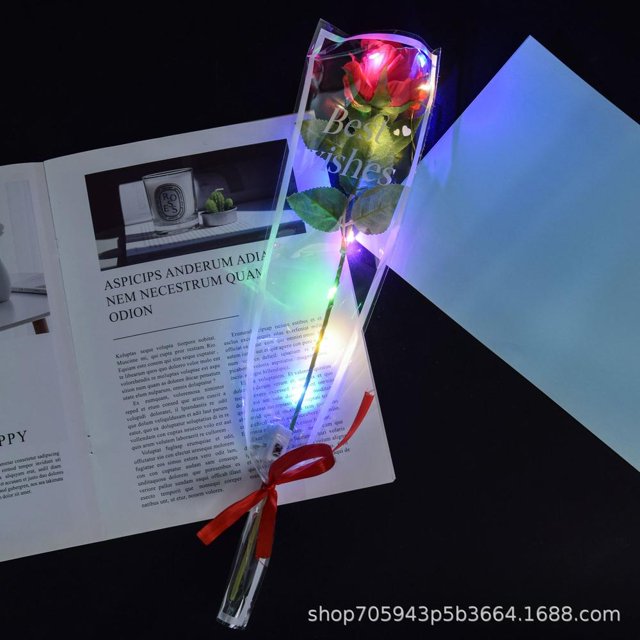 KUIZAP 1pc Led Light Up Glowing Roses Red Flower Bouquet Led Flash Handheld Valentine's Day Glow Party Wedding Decoration(red)