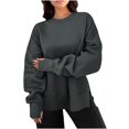 thumbnail image 3 of Timegard Oversized Sweatshirt for Women Thumb Hole Side Split Pullover Fall Loose Long Sleeve Tops, 3 of 4