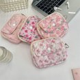 thumbnail image 4 of Cute Cartoon Floral Quilted Coin Purse Mini Canvas Wallet Multi-Functional Storage Bag Women Makeup Lipstick Bags Jewelry Packing Bag, 4 of 4
