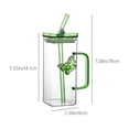 thumbnail image 3 of Square Glass Tumbler With Handle, Double-Wall Glass Straw Cup, Stylish Two-Way Tumbler, Glass Material, 0.35L Capacity, Durable, Multi-Purpose, 3 of 9