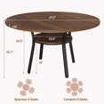 thumbnail image 2 of Table à Manger pour 4, Table de Cuisine 47 Pouces, Table de Salle à Manger Ronde avec Tablette de Rangement pour Salle à Manger, Cuisine, Noyer (Table Seulement), 2 of 5