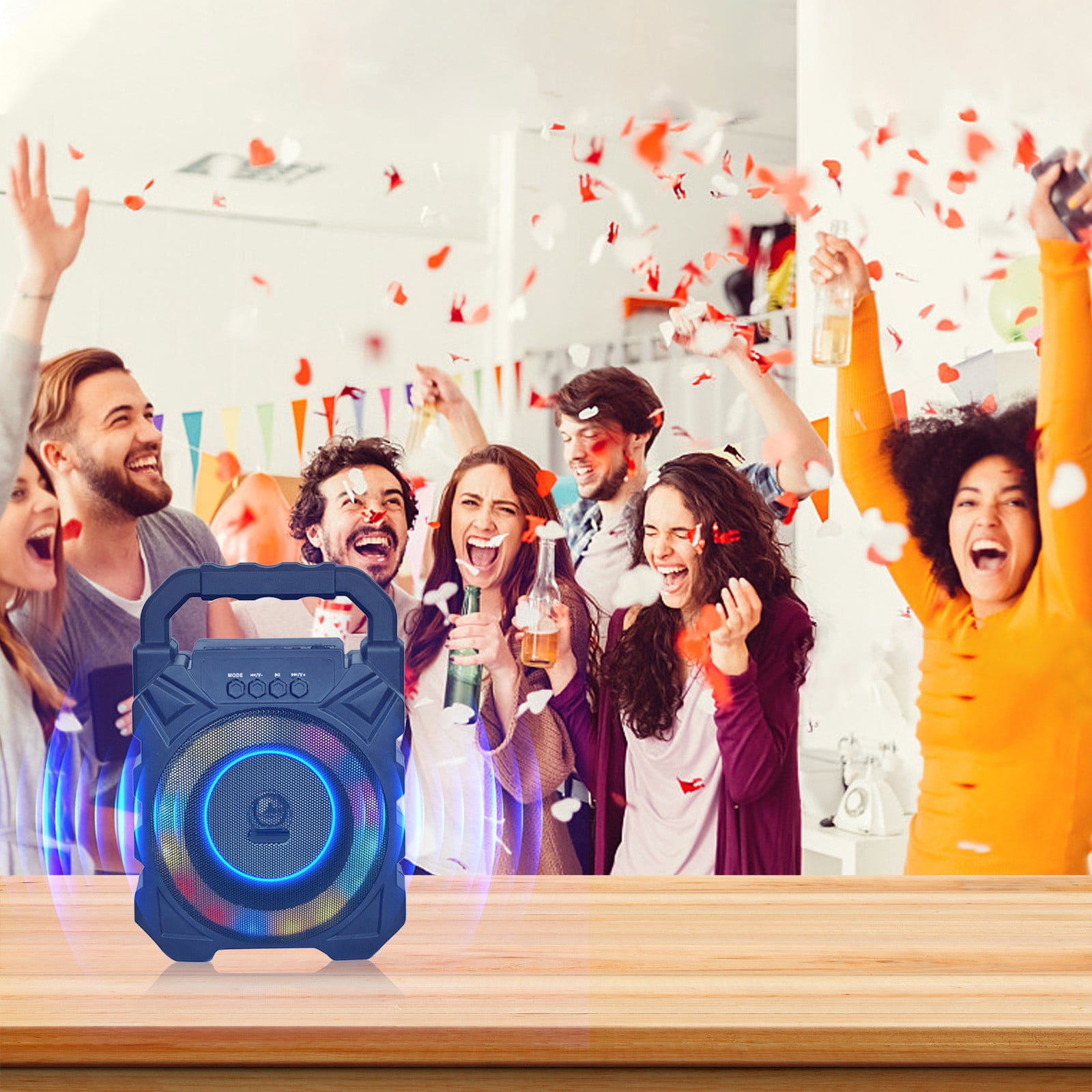TopLLC Portable Wireless Bluetooth Speaker Portable Speaker With Colorful Light Bluetooth 5.0 Also TFCard, AUX Cable, USB Flash Drive on Clearance