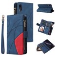 thumbnail image 1 of Compatible avec iPhone XR Étui Portefeuille avec Fentes pour Cartes en Cuir PU Fermeture Éclair Folio Rabattable, 1 of 5