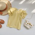 thumbnail image 4 of Nmmacb Kids Girls T-Shirt Summer Solid Color Tee Short Sleeve Top Short Sleeve Ruffle Sleeve Tee Size 1-9Y, 4 of 10