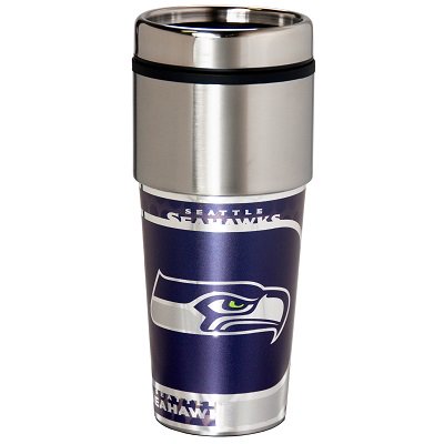 Seattle Seahawks 16 oz. Stainless Steel Travel Tumbler Metallic Graphics