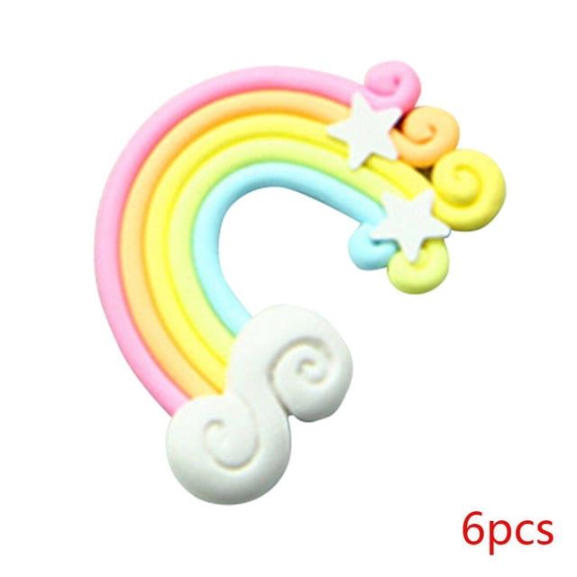 6pcs Rainbow Decoration Candy Color Stars Clouds Soft Polymer Clay Hair Curler Pottery Rainbow DIY