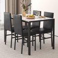 thumbnail image 1 of AWQM 5 Peice Dining Table Set, Faux Marble Dining Room Table and Chairs Set, Rectangle Kitchen Table Set with Durable Metal Frame and Upholstered Chairs, White, 1 of 8