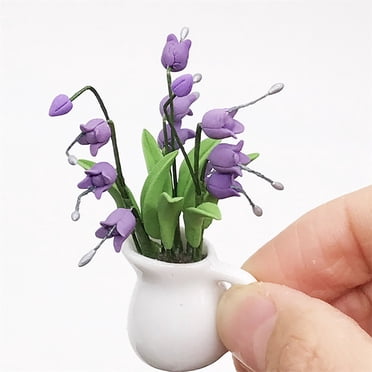 EGNMCR Mini Dollhouse Miniature Green Plant Flower in Pot Garden Accessory Miniature Dolls Birthday Gifts for Kids